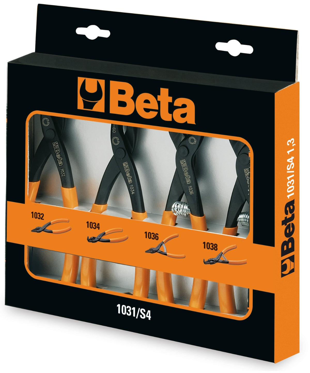 Serie di 4 pinze per anelli elastici di sicurezza Beta 1031/S4 1,3
