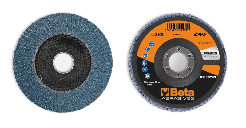Dischi lamellari con tela abrasiva allo zirconio, supporto in fibra di vetro e lamella singola Beta 11210B