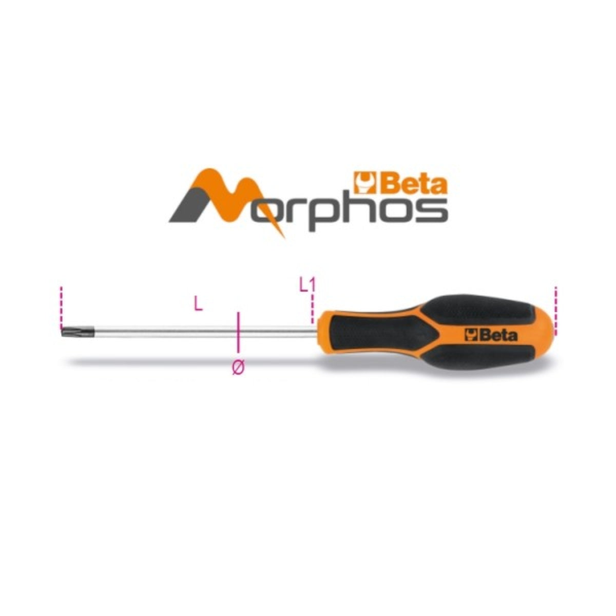 Chiavi maschio con impugnatura per viti con impronta Tamper Resistant Torx® Beta 1228RTX - Disegno con misure