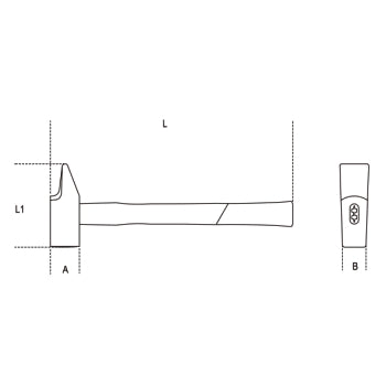 Martelli tipo francese per falegnami manico in legno Beta 1374F - Disegno con misure