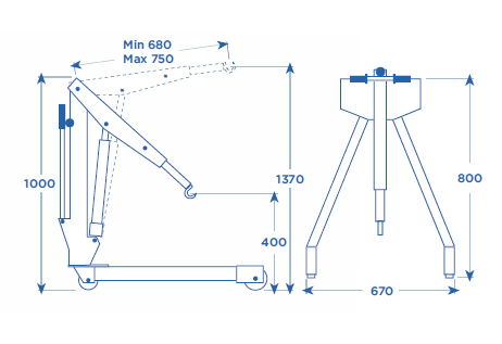 Gru idraulica OMCN 141 per balestre 250kg.