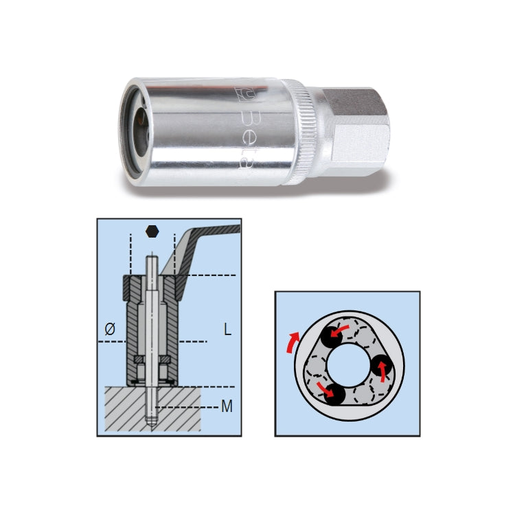 Estrattori a rulli per viti prigioniere con attacco quadro femmina 1/2" Beta 1433
