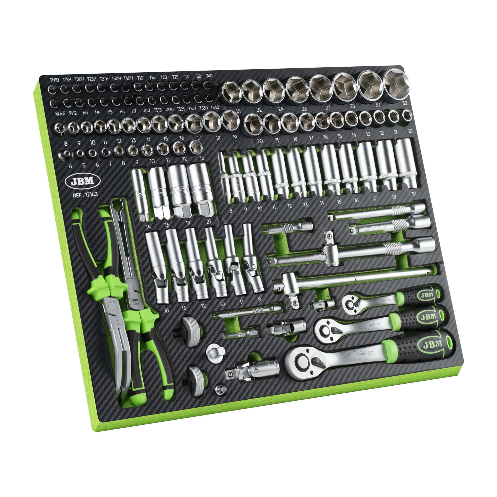 SET CHIAVI A BUSSOLA DA 1/4" - 3/8" - 1/2" (0,63 cm - 0,95 cm - 1,25 cm) 17143 JBM