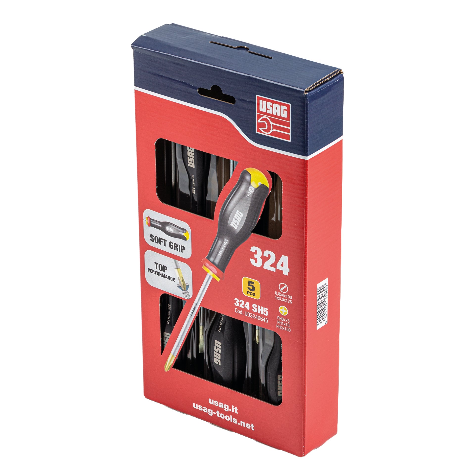 SERIE DI 5 GIRAVITI PER VITI CON INTAGLIO E IMPRONTA A CROCE PHILLIPS® Usag 324 SH5