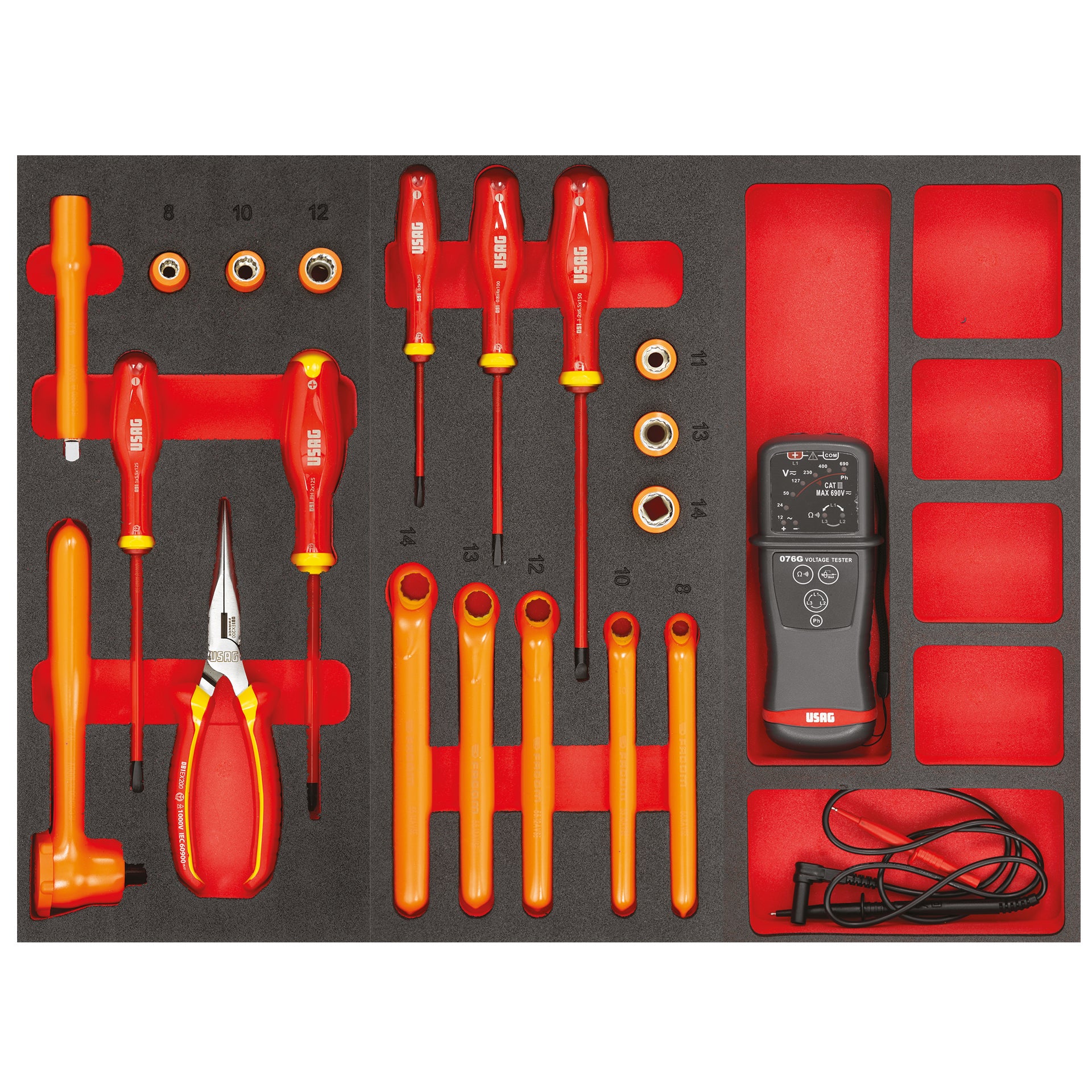 ASSORTIMENTO PER MESSA IN SICUREZZA E MANUTENZIONE CELLE BATTERIE (20 PZ) - 1 CASSETTO Usag 495 098HYB