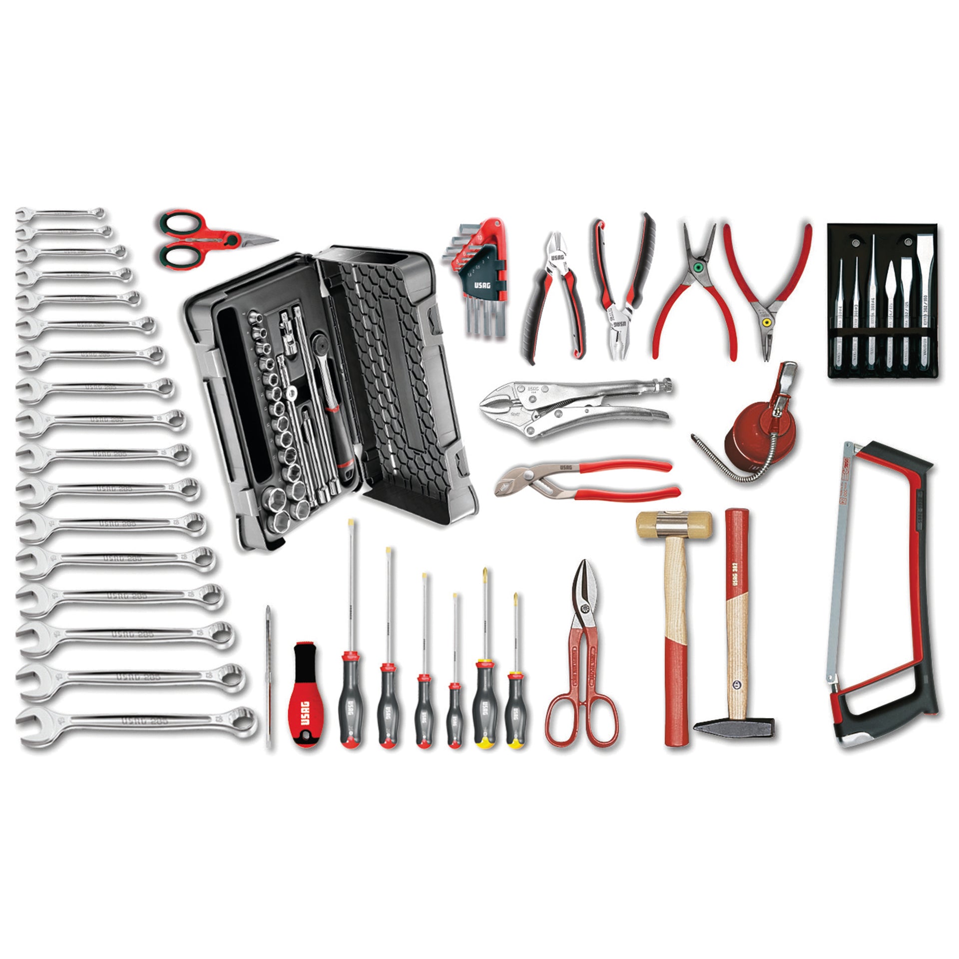 Arredo Officina Workshopitaly MPS 07 inox 2mt. Total Black + set 74 utensili Usag