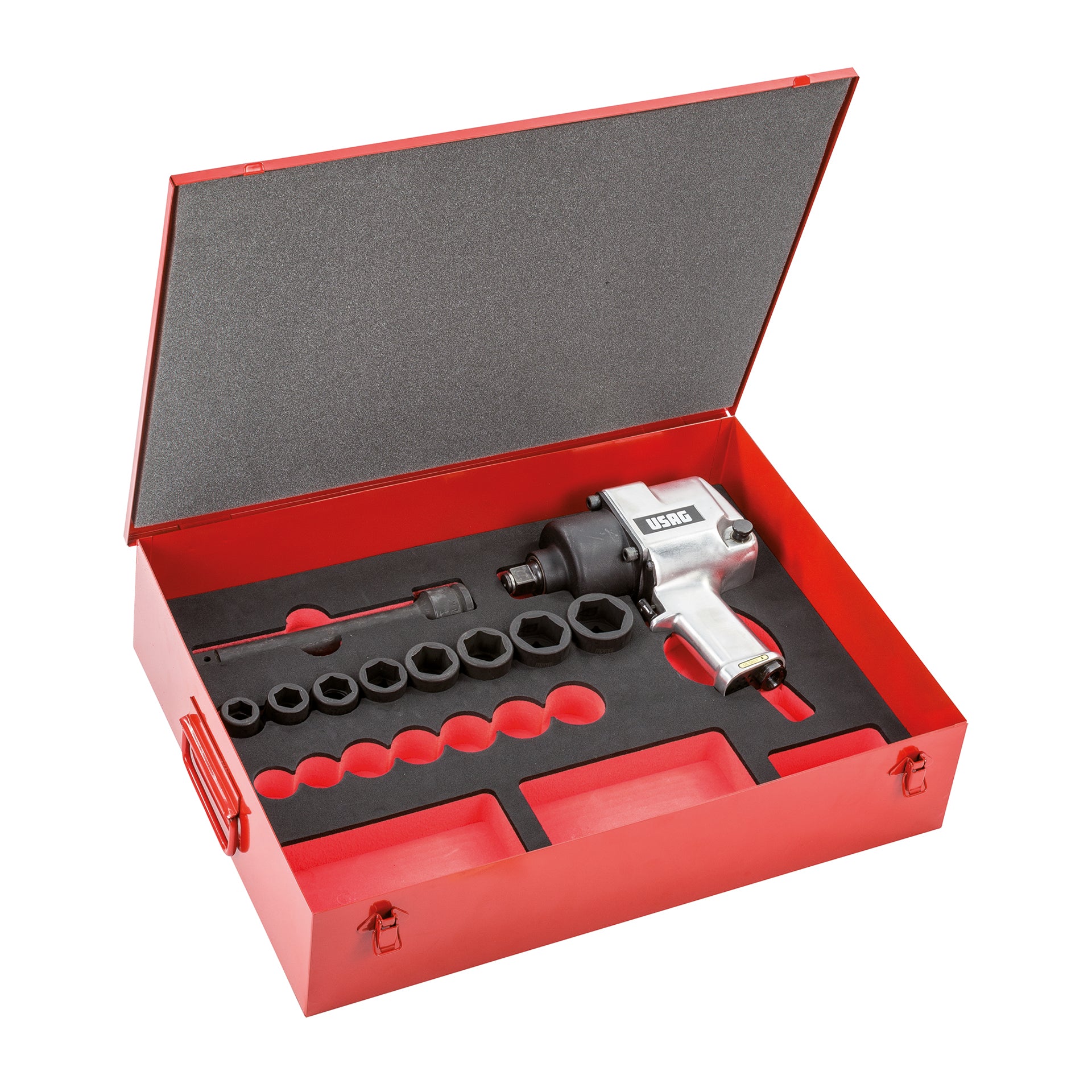 ASSORTIMENTO IN CASSETTA DI LAMIERA CON AVVITATORE 3/4" (13 PZ) Usag 928 DN/S12