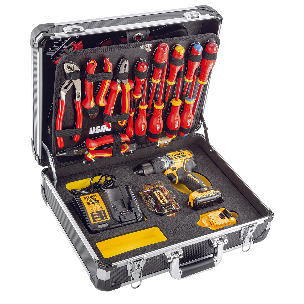 VALIGIA CON ASSORTIMENTO PER ELETTRICISTI (74 PZ) USAG DEWALT 002 UDE