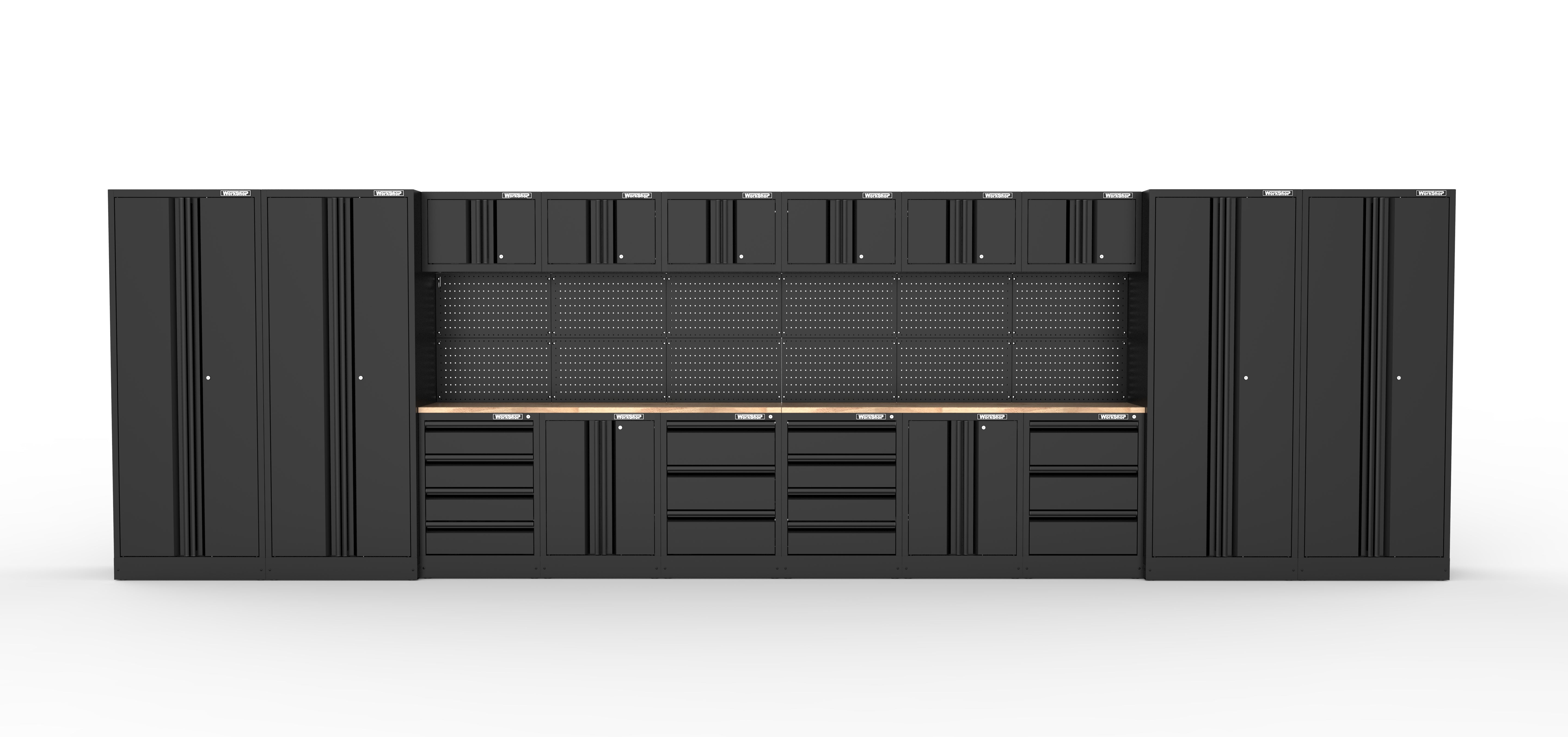 Arredo GARAGE Workshopitaly Total Black Anodized 6,6mt. Piano legno