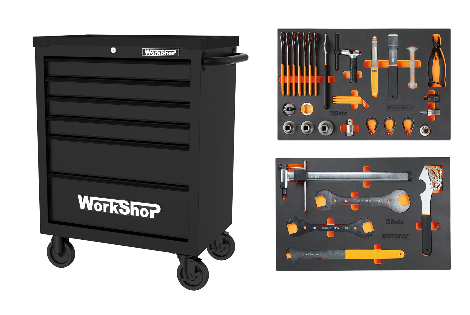 Carrello 6 cassetti Workshopitaly Total Black SPORT LINE + set 33 utensili BIKE Beta