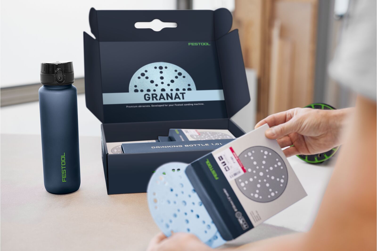 STARTER SET FESTOOL Dischi Granat 60pz. 150mm + Borraccia