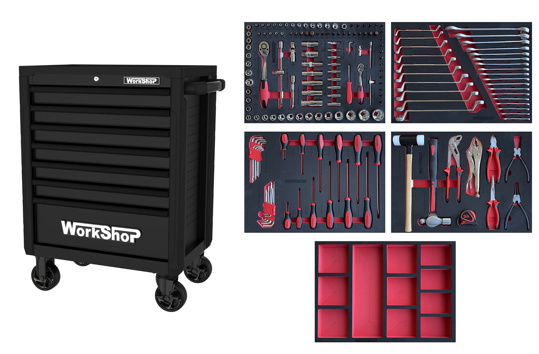 Carrello 7 cassetti Workshopitaly TOP PERFORMANCE + set 172 utensili