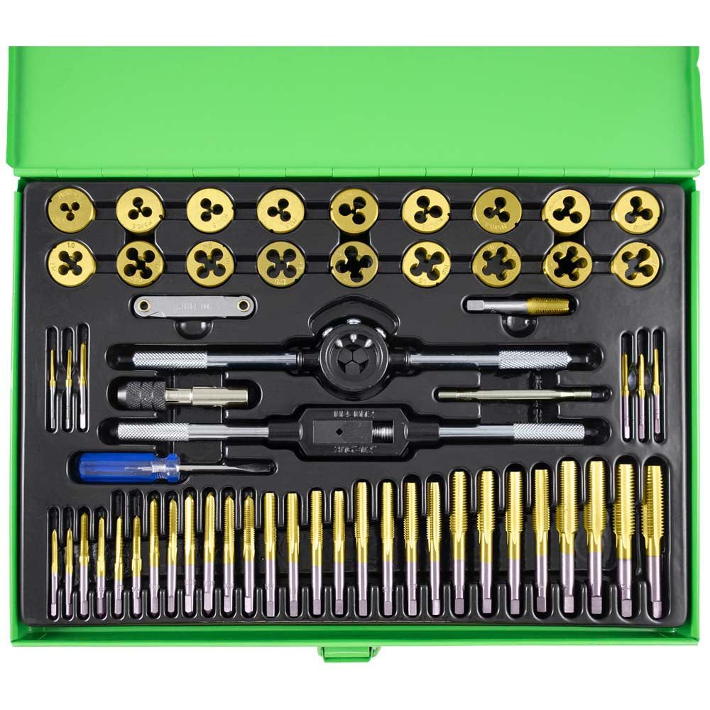 SET DI 58 PIEZZI DI MASCHI E FILIERE RIVESTITI IN TITANIO PASSO METRICO JBM 50792