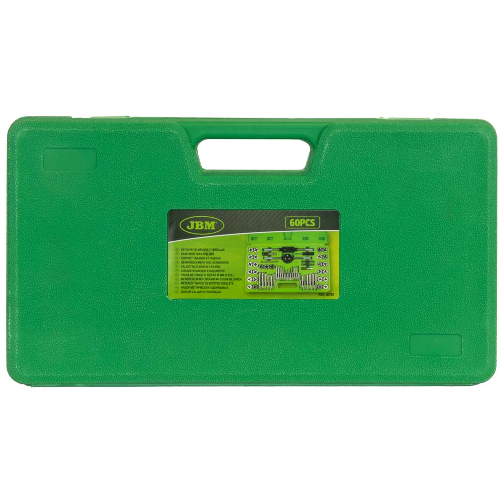 SET DI 58 PEZZI DI MASCHI E FILIERE RIVESTITI IN TITANIO METRICO E POLLICI JBM 50793