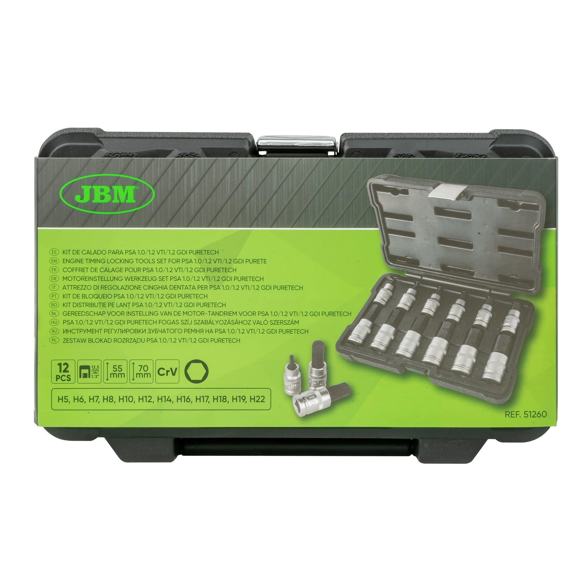 SET DI 12 PEZZI 1/2" INSERTI ESAGONALI JBM 51260