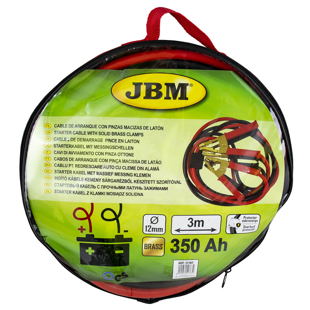 CAVO DI AVVIAMENTO 35MM2 X2 / 3M CON PINZE IN OTTONE MASSICCIO 51363 JBM