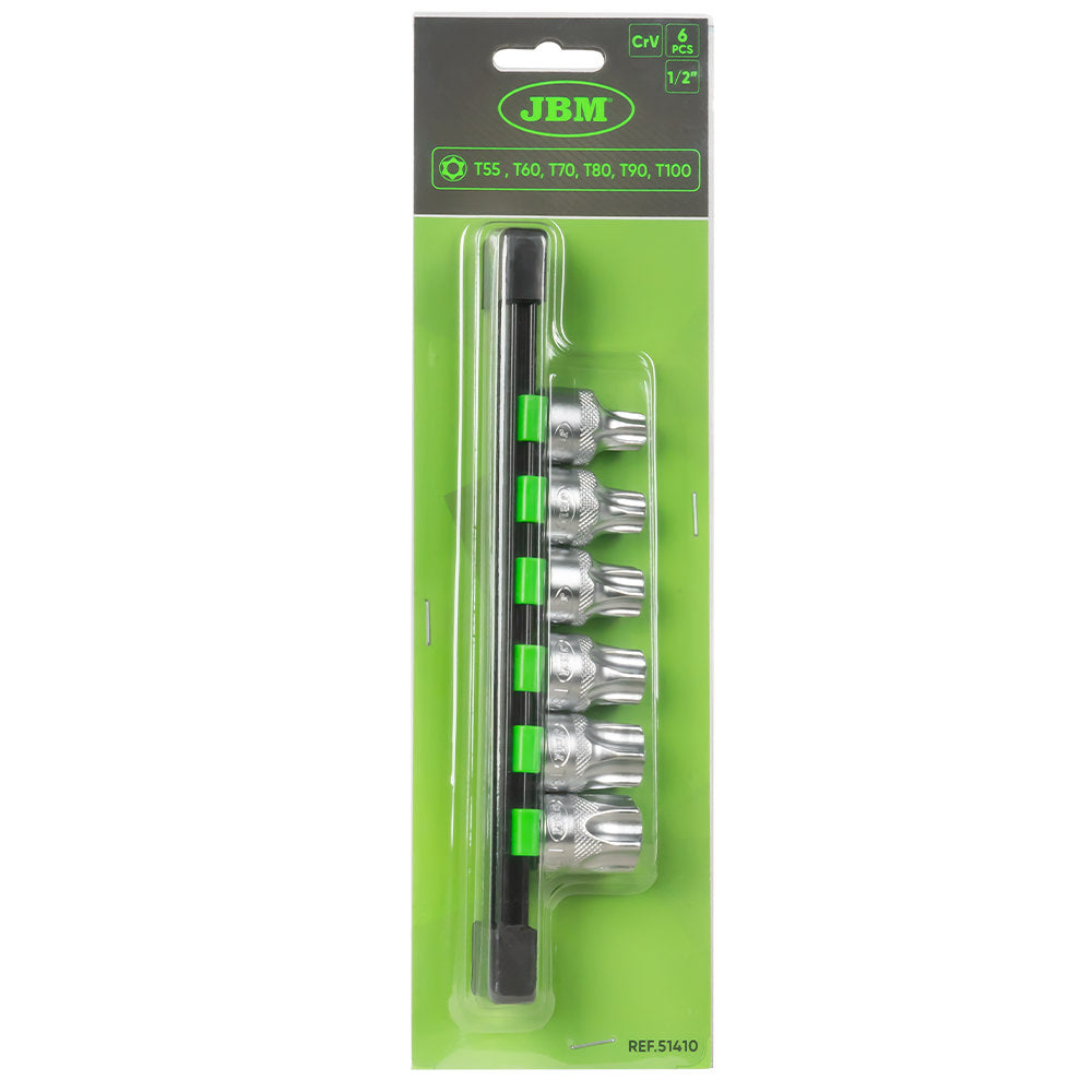 SET DI 6 INSERTI TORX INVIOLABILI CON BUSSOLE 1/2" 51410 JBM