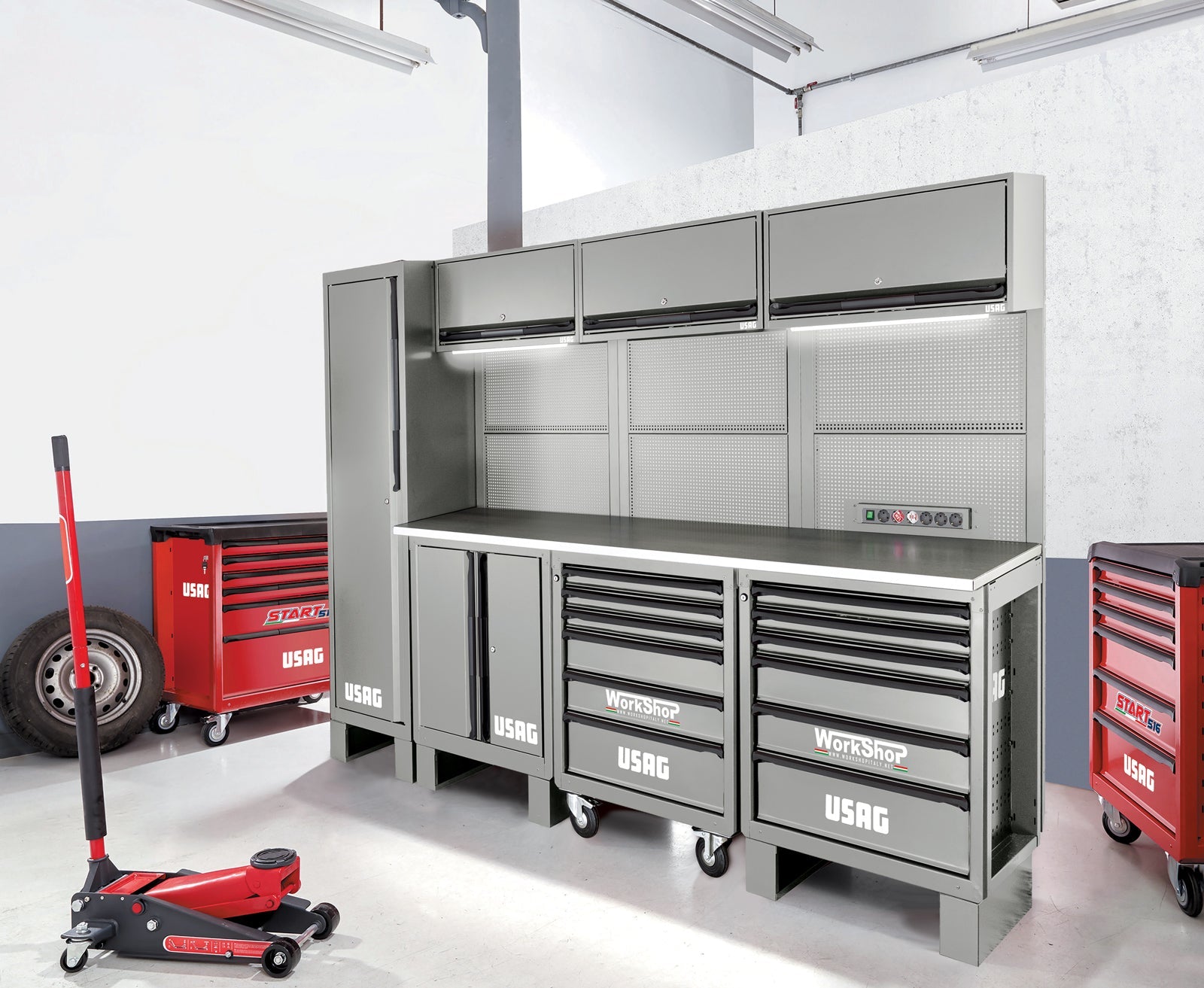 Arredamento per officina piano acciaio Usag 516 SA/CA3G Workshopitaly + allestimento 300 utensili