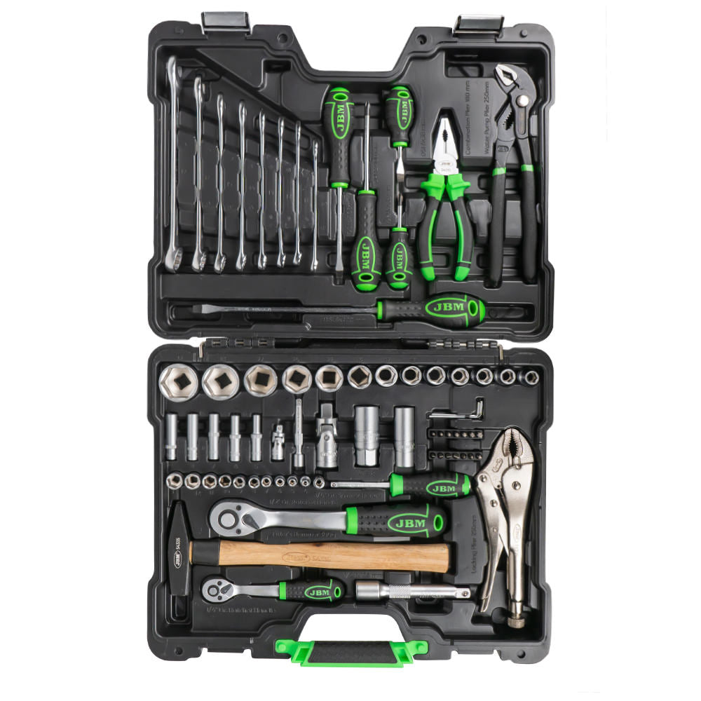 VALIGETTA DI UTENSILI DA 72 PEZZI CON BUSSOLE ESAGONALI SATINATE JBM 51818