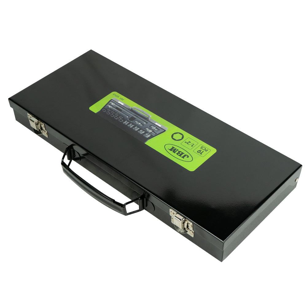 Set di bussole a impatto da 19 pezzi da 1/2" con 14 bussole esagonali + adattatori JBM 52345