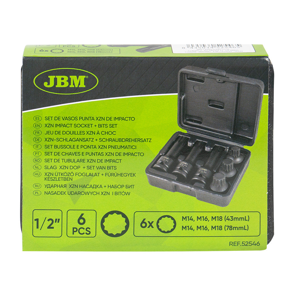 SET DI 6 BUSSOLE E PUNTE XZN PNEUMATICHE 1/2” 52546 JBM