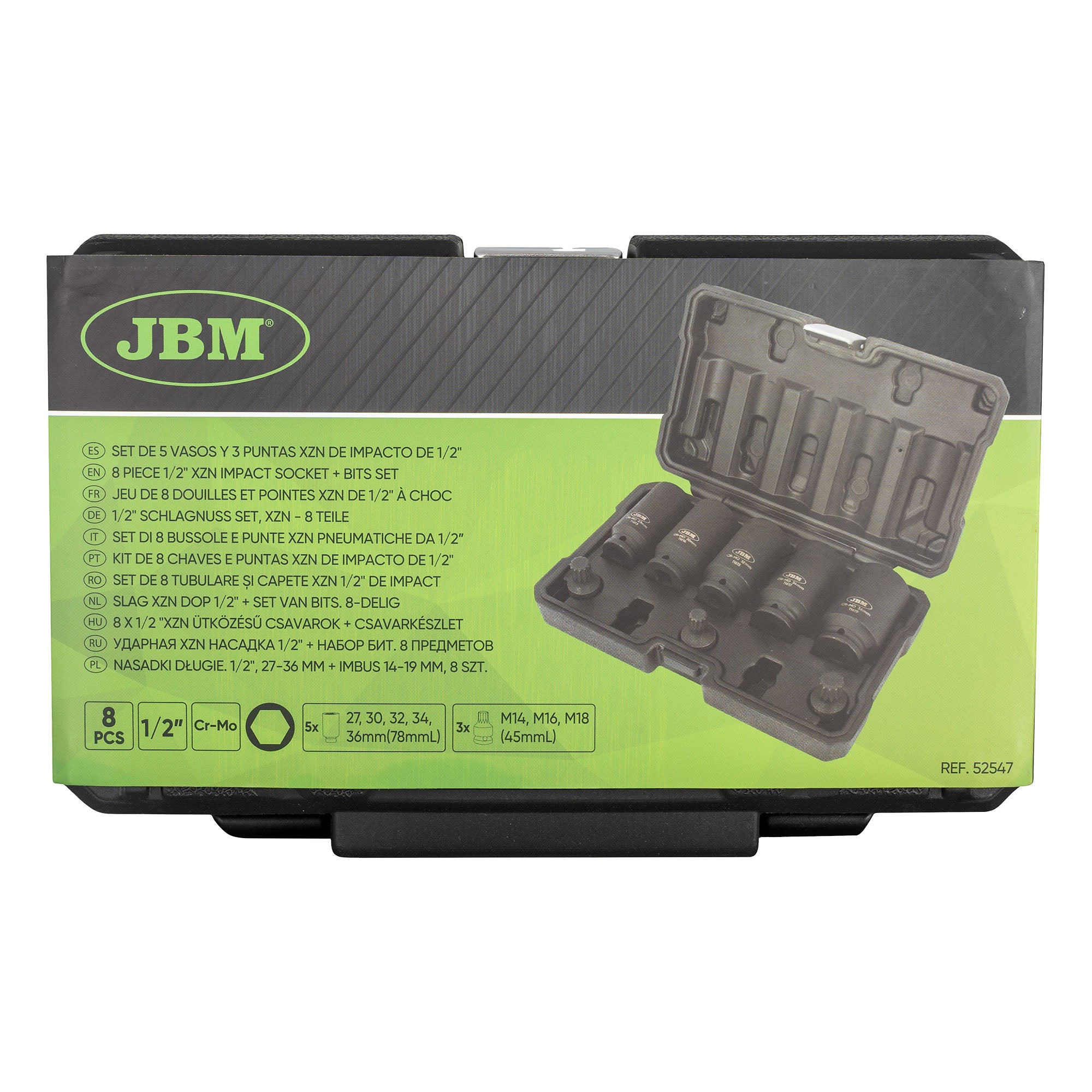 SET DI 8 BUSSOLE E PUNTE XZN PNEUMATICHE DA 1/2” 52547 JBM