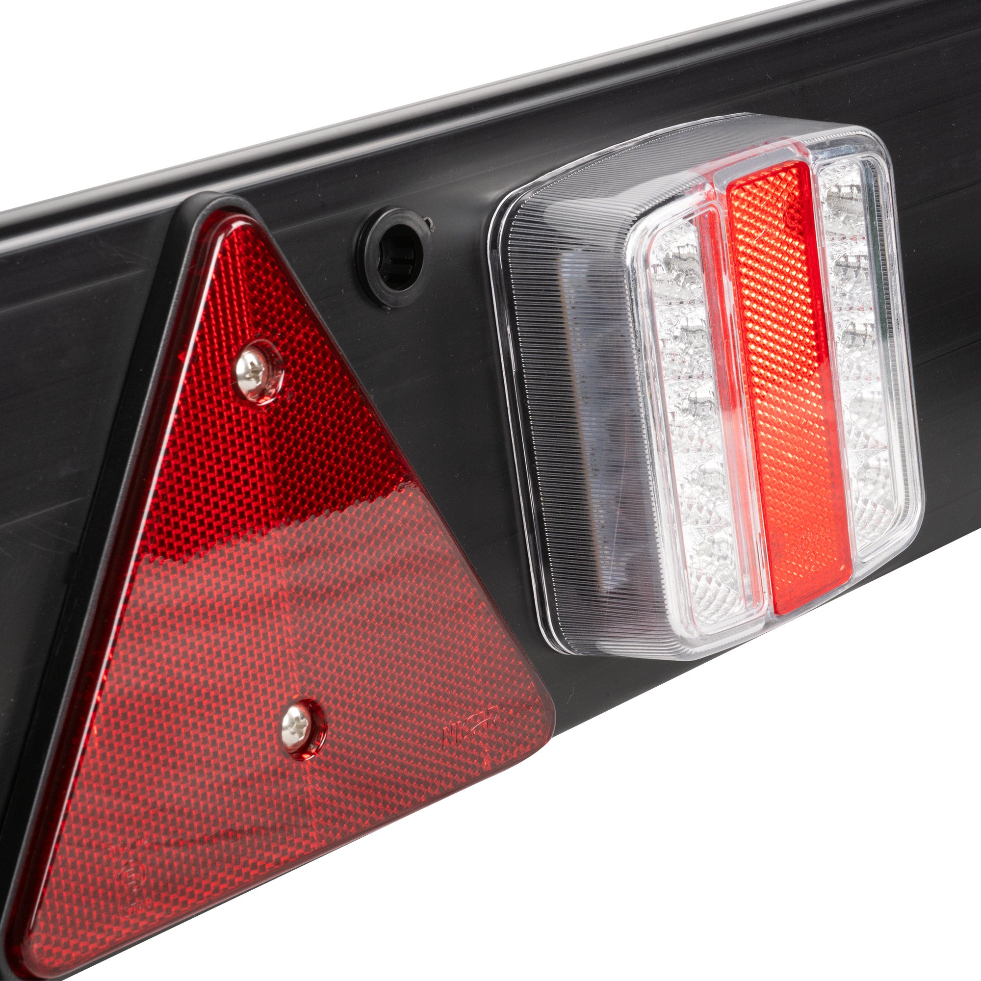 BARRA PER RIMORCHIO DI 1100 MM X 140 MM, 2 LUCI LED E 2 CATARIFRANGENTI TRIANGOLARI 52838 JBM