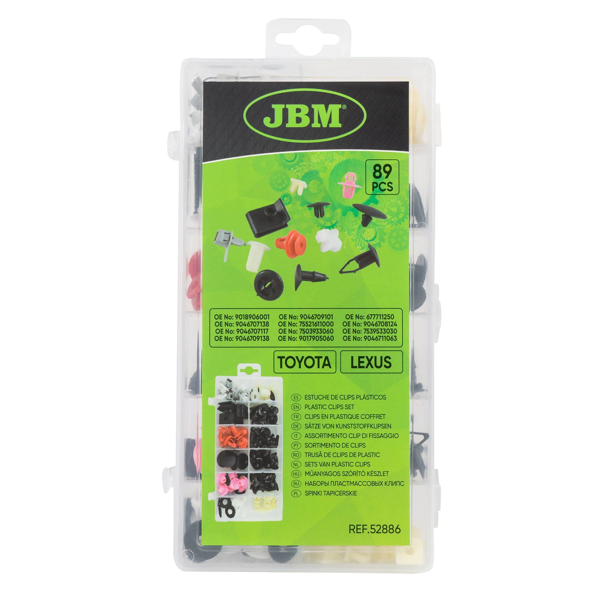 ASSORTIMENTO CLIP DI FISSAGGIO PER TOYOTA / LEXUS 89 PEZZI 52886 JBM