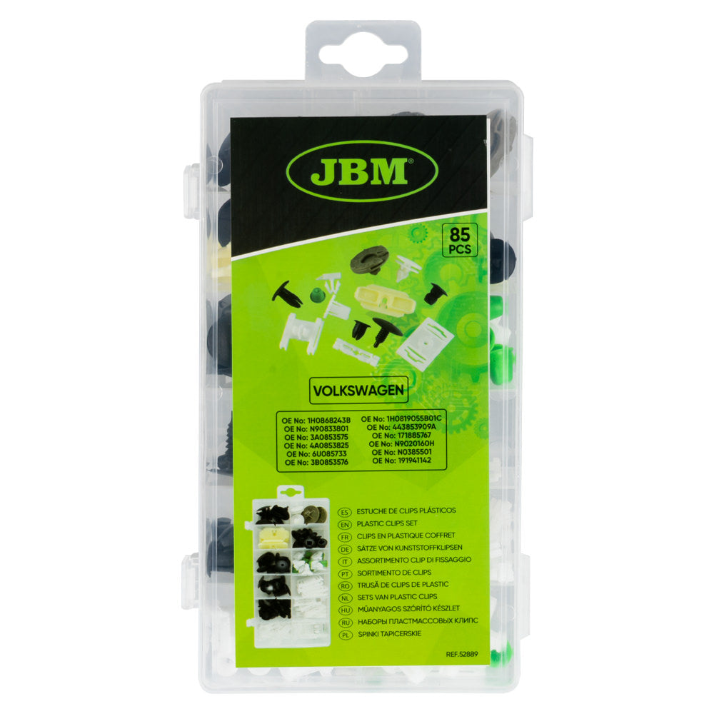 ASSORTIMENTO CLIP DI FISSAGGIO PER VOLKSWAGEN 85 PEZZI 52889 JBM