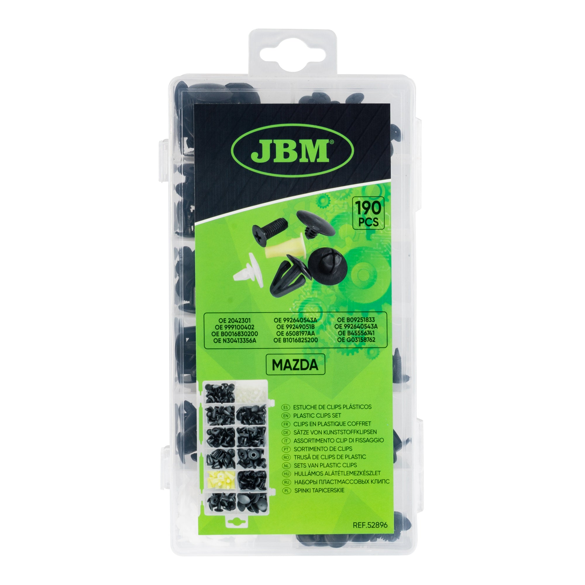 ASSORTIMENTO CLIP DI FISSAGGIO PER MAZDA 190 PEZZI 52896 JBM