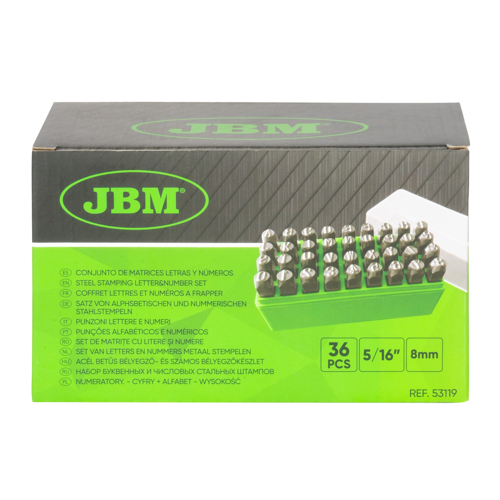 PUNZONI LETTERE E NUMERI 8MM 53119 JBM