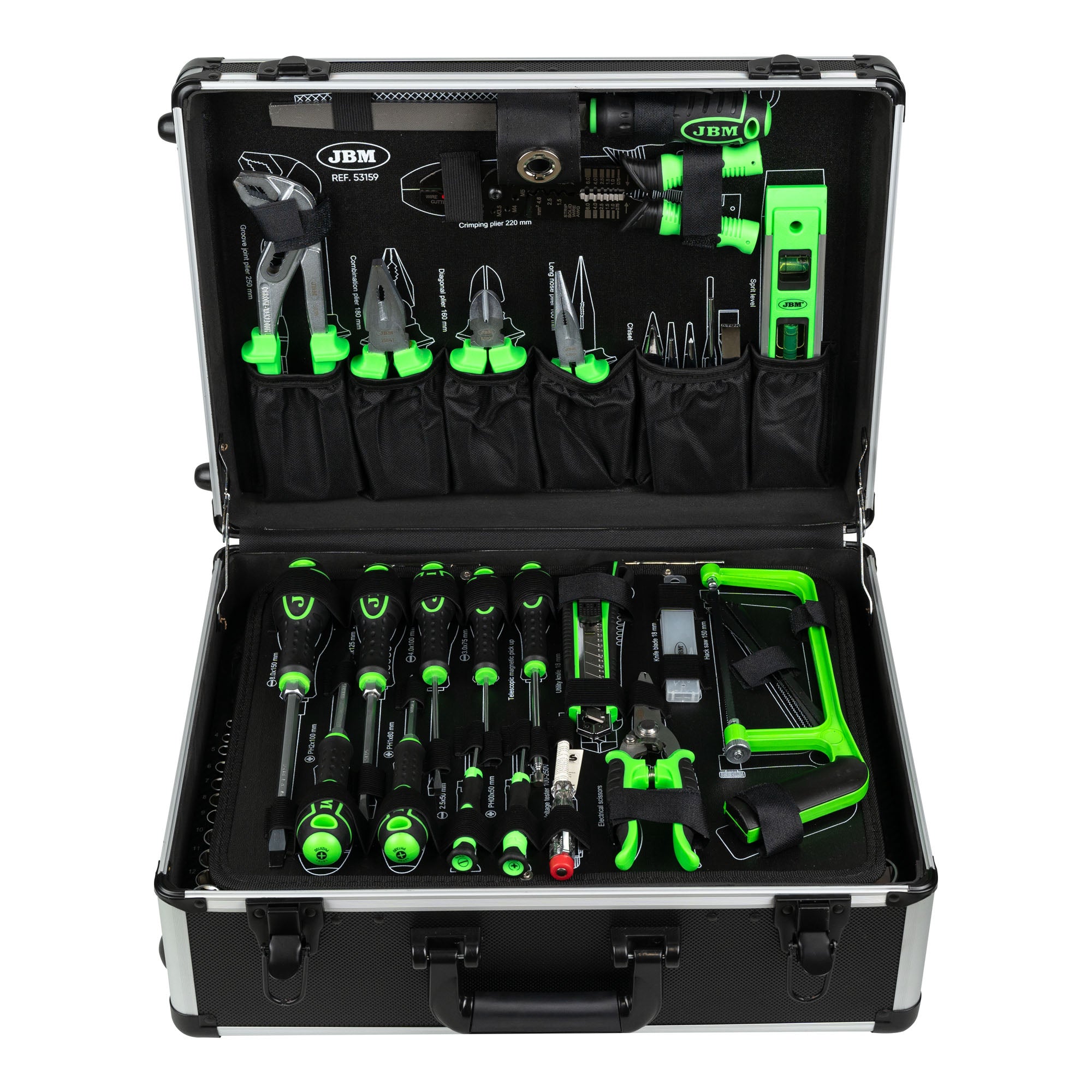 VALIGETTA IN ALLUMINIO CON UTENSILI 159 PEZZI SATINATI JBM 53159