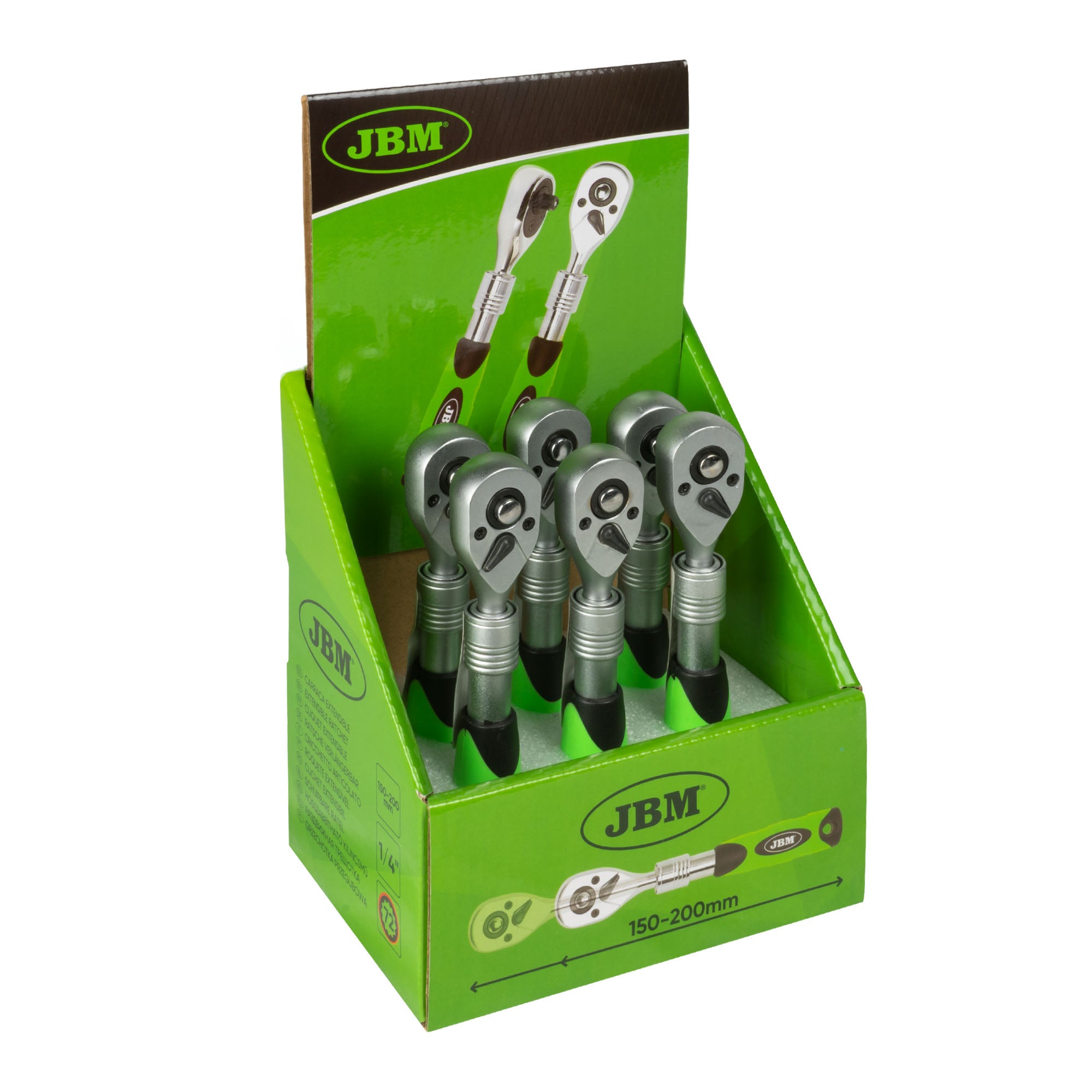 CRICCHETTO ESTENSIBILE 1/4" 150-200MM CON TESTA A 72 DENTI 53346 JBM