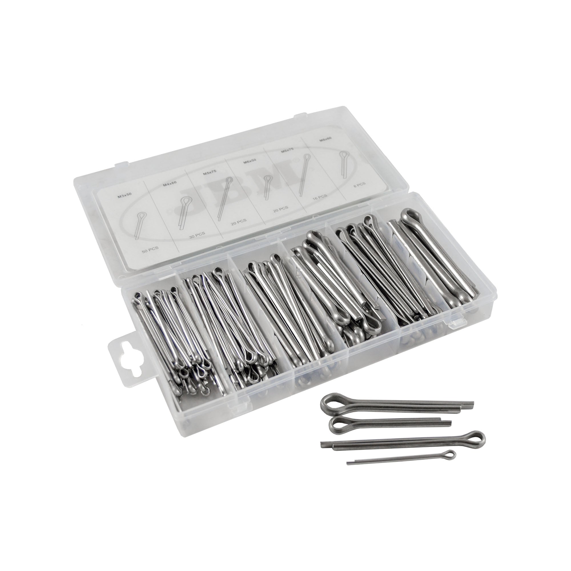 ASSORTIMENTO DI COPPIGLIE IN ACCIAIO INOX – 144 PZ 53372 JBM