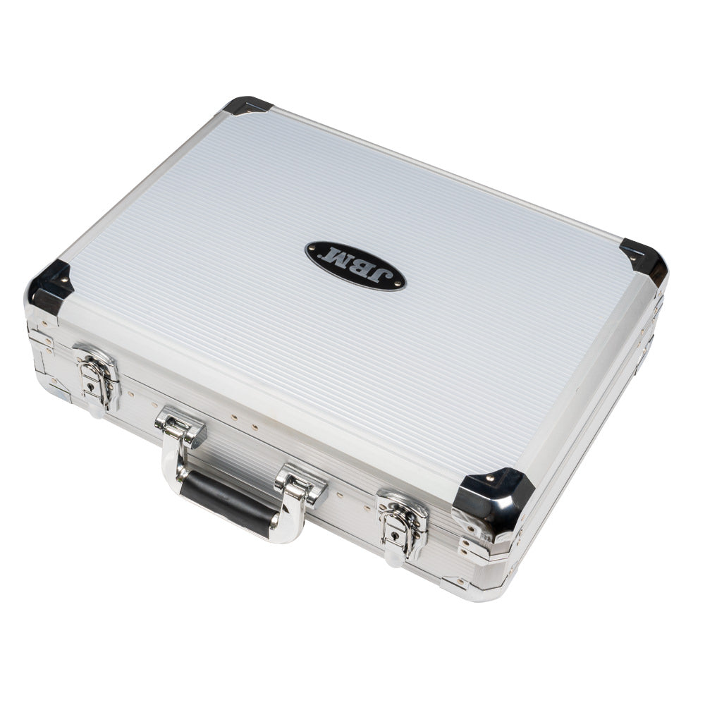 VALIGETTA IN ALLUMINIO CON UTENSILI 108 PEZZI CON BUSSOLE 1/2" SATINATE JBM 53444