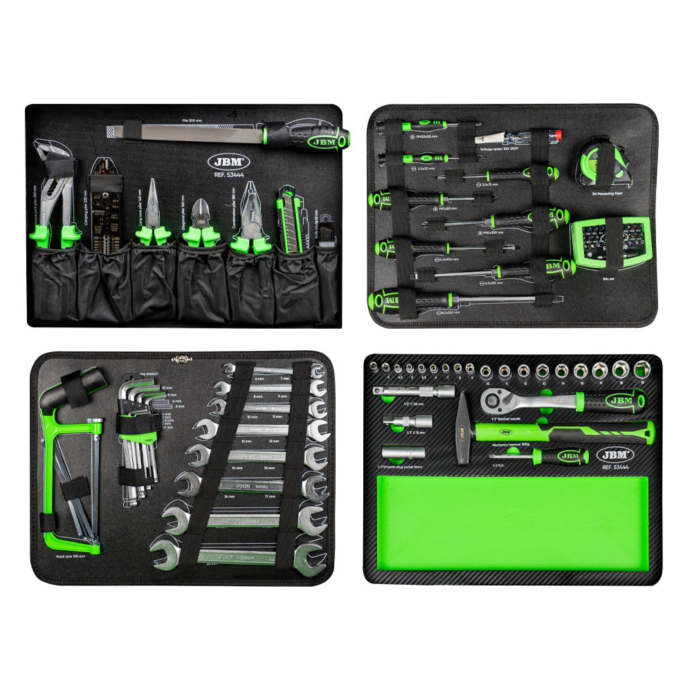 VALIGETTA IN ALLUMINIO CON UTENSILI 108 PEZZI CON BUSSOLE 1/2" SATINATE JBM 53444