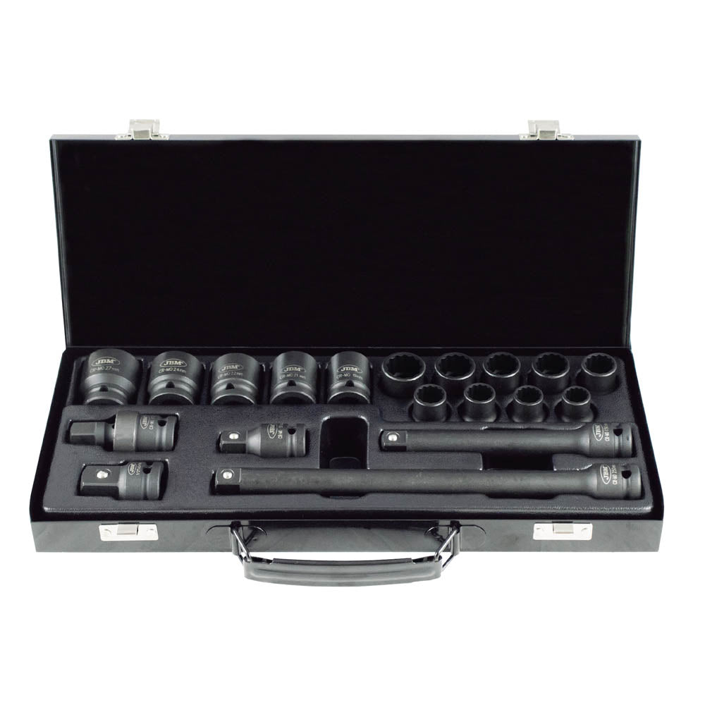 SET DI 19 BUSSOLE A PERCUSSIONE DA 1/2” CON 14 BUSSOLE A 12 TAGLI + ADATTATORI 53531 JBM