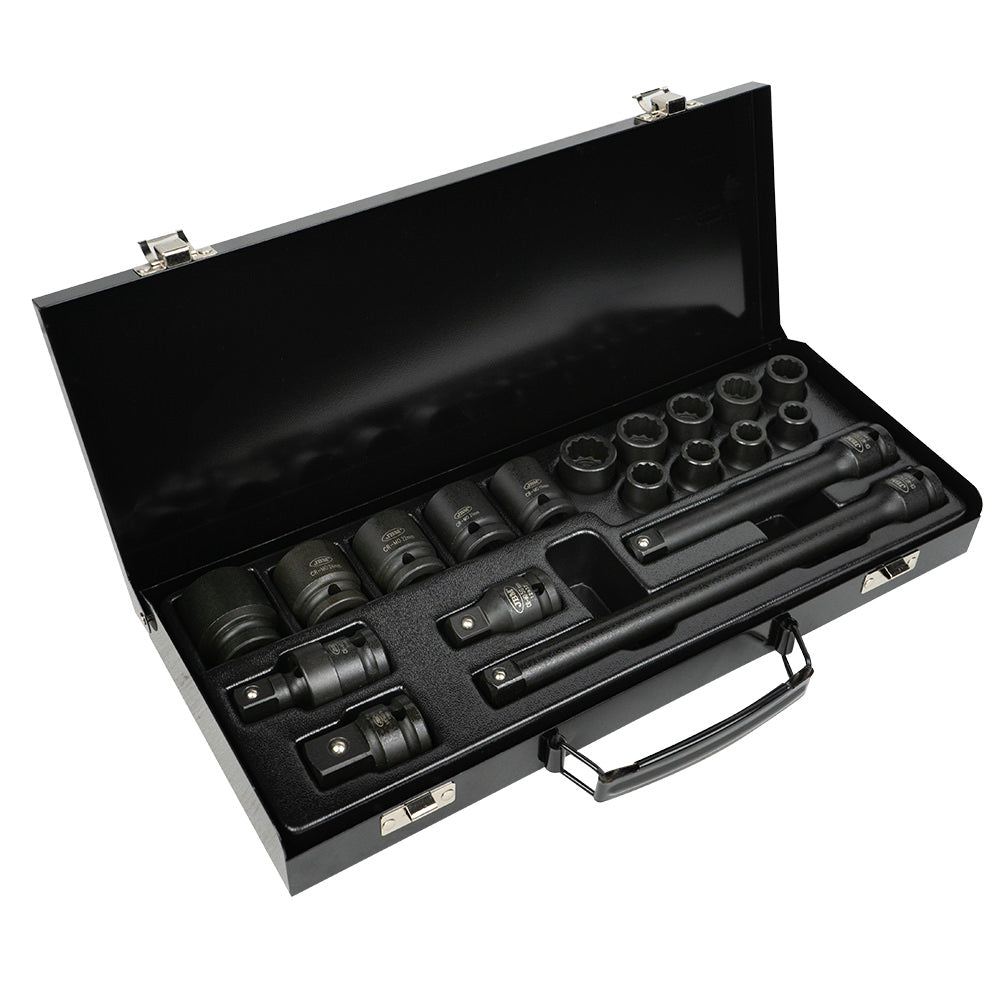 SET DI 19 BUSSOLE A PERCUSSIONE DA 1/2” CON 14 BUSSOLE A 12 TAGLI + ADATTATORI 53531 JBM