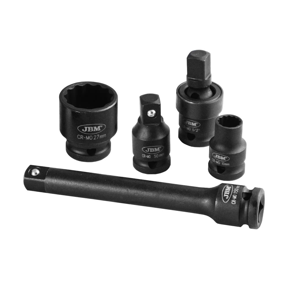 SET DI 19 BUSSOLE A PERCUSSIONE DA 1/2” CON 14 BUSSOLE A 12 TAGLI + ADATTATORI 53531 JBM