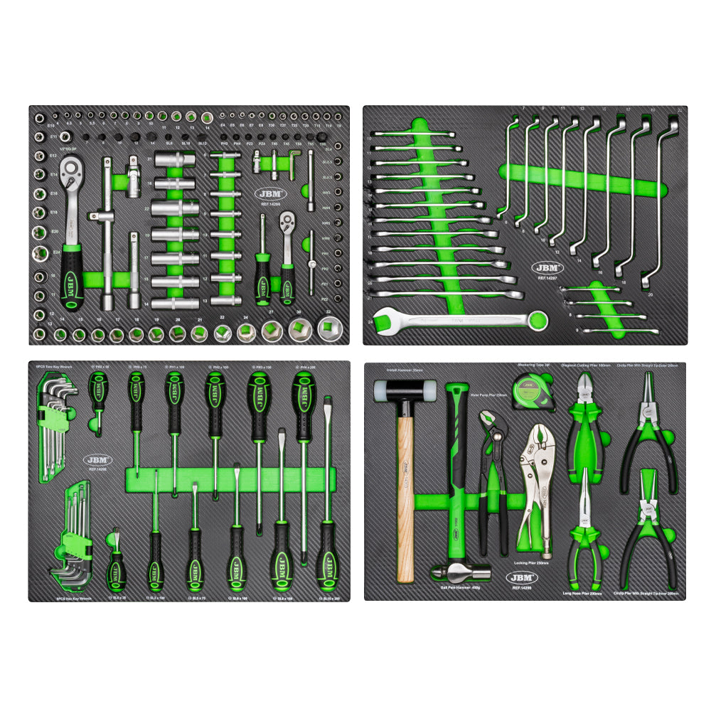 SET DI MOBILI COMPONIBILI PER OFFICINA (18 PEZZI) + SET DI 4 MODULI DI UTENSILI IN CARBONIO EVA SERIE446 JBM