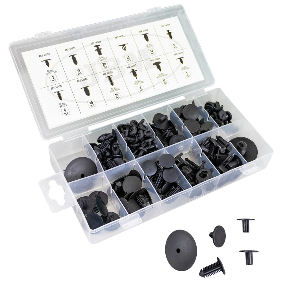 ASSORTIMENTO DI 109 PZ. CLIP PER TAPPEZZATURA RENAULT DACIA 53712 JBM