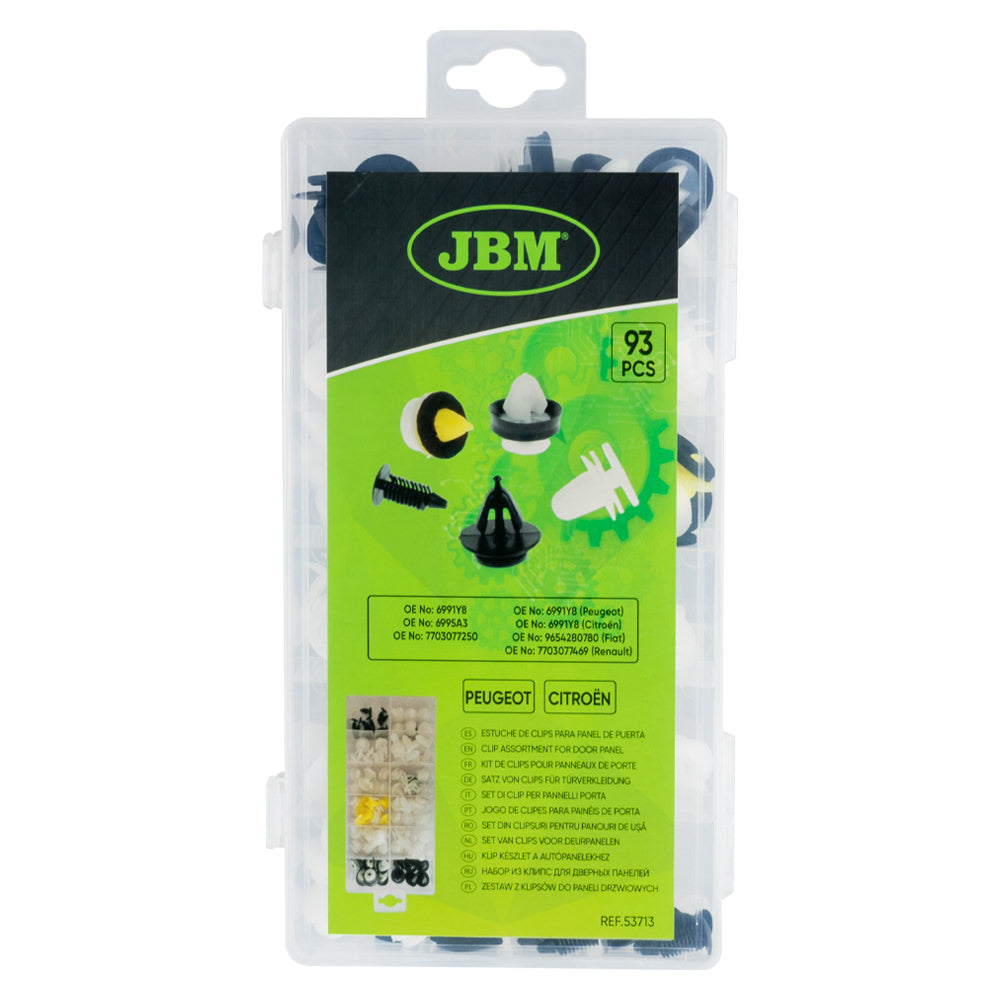 ASSORTIMENTO DI 93 PZ. CLIP PER PANNELLI PORTA PEUGEOT/CITROËN 53713 JBM