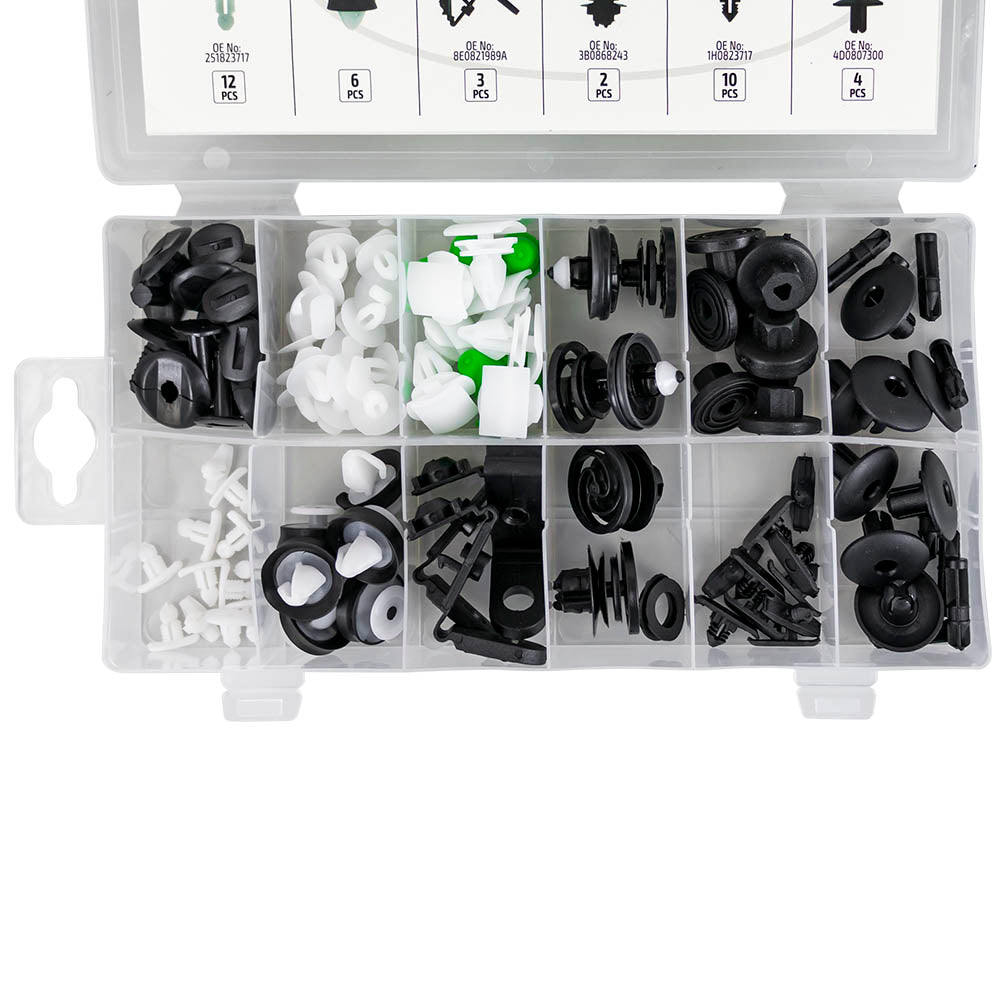 ASSORTIMENTO DI 79 PZ. CLIP PER PANNELLI PORTA/MODANATURA/TAPPEZZATURA VAG/SEAT/SKODA 53716 JBM