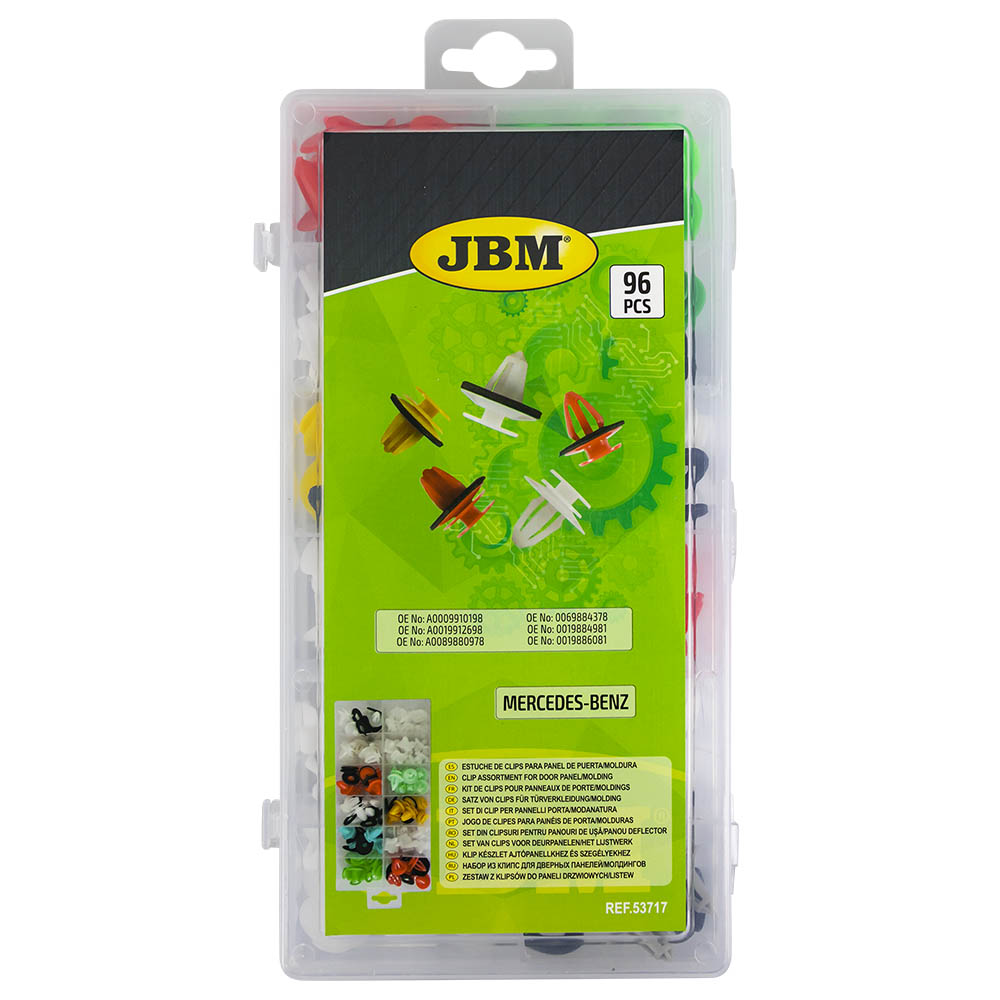ASSORTIMENTO DI 96 PZ. CLIP PER PANNELLI PORTA/MODANATURA MERCEDES-BENZ 53717 JBM