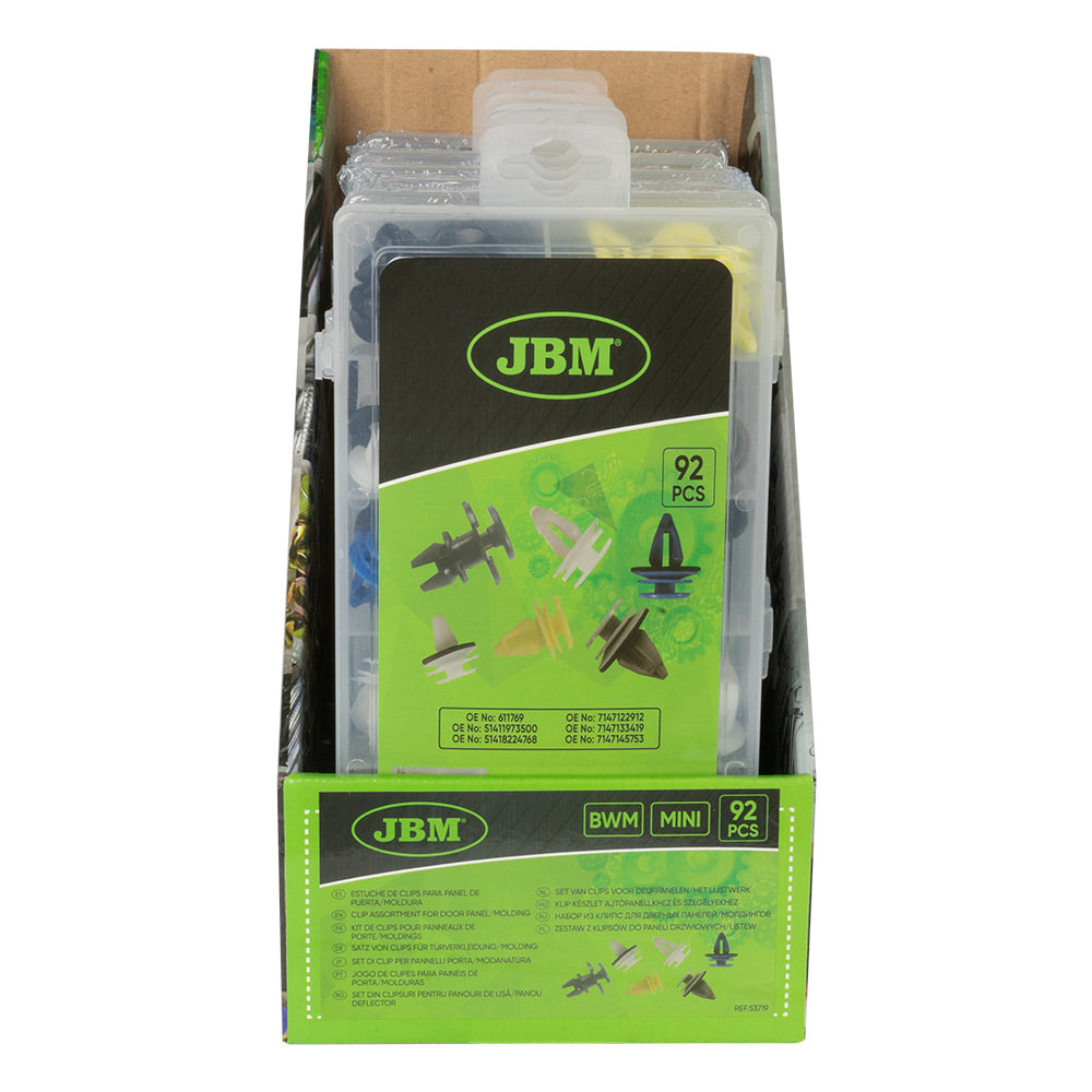 ASSORTIMENTO DI 92 PZ. CLIP PER PANNELLI PORTA/MODANATURA BMW MINI 53719 JBM