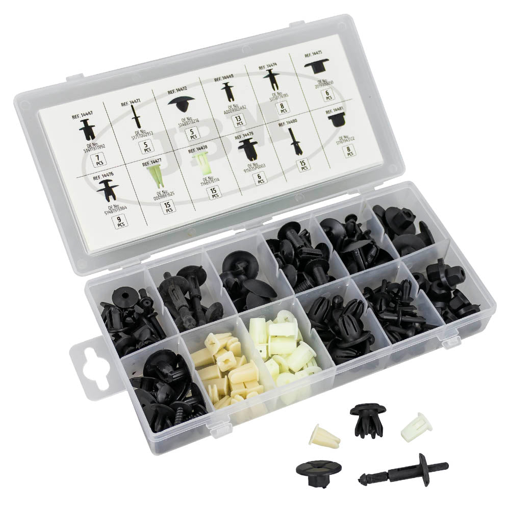 ASSORTIMENTO DI 112 PZ. CLIP PER TAPPEZZATURA BMW MINI 53720 JBM