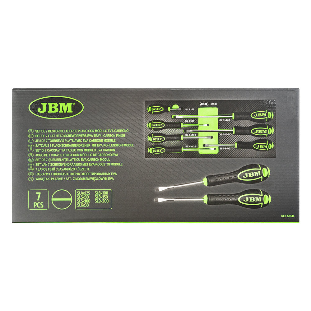 SET DI 7 CACCIAVITI A TAGLIO CON MODULO EVA CARBON JBM 53944