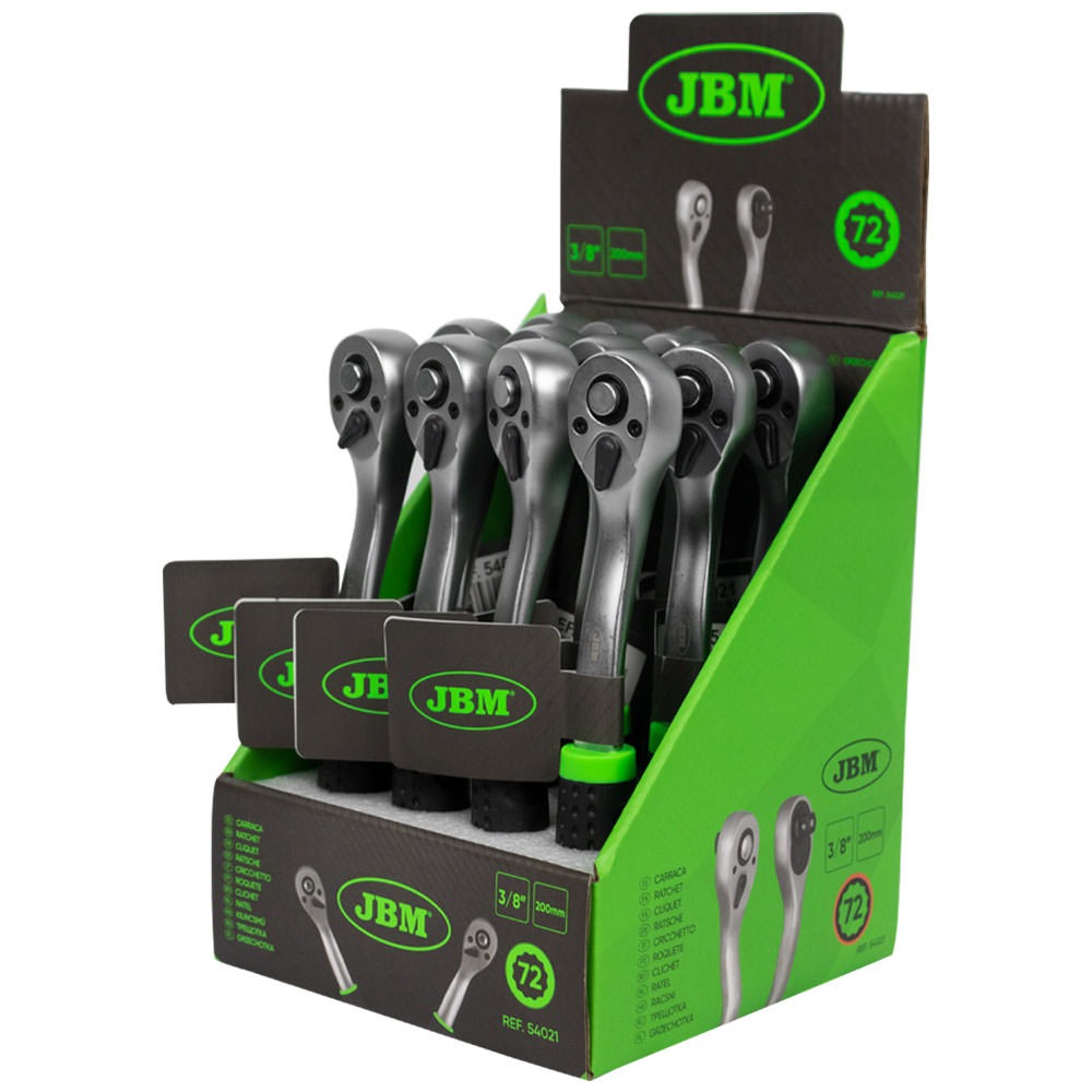 CRICCHETTO 3/8" CON TESTA A 72 DENTI 200MM - ZINCATO 54021 JBM