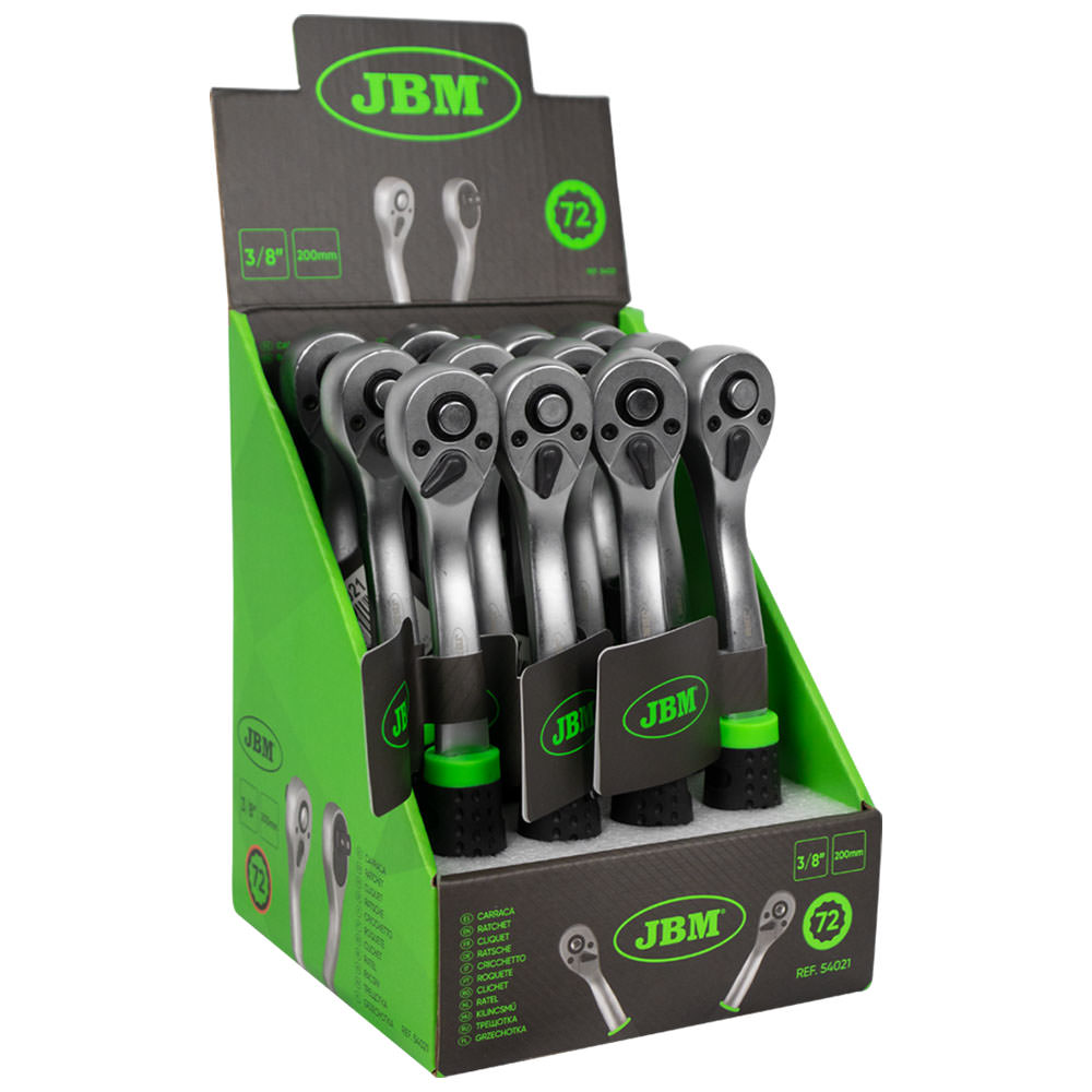 CRICCHETTO 3/8" CON TESTA A 72 DENTI 200MM - ZINCATO 54021 JBM