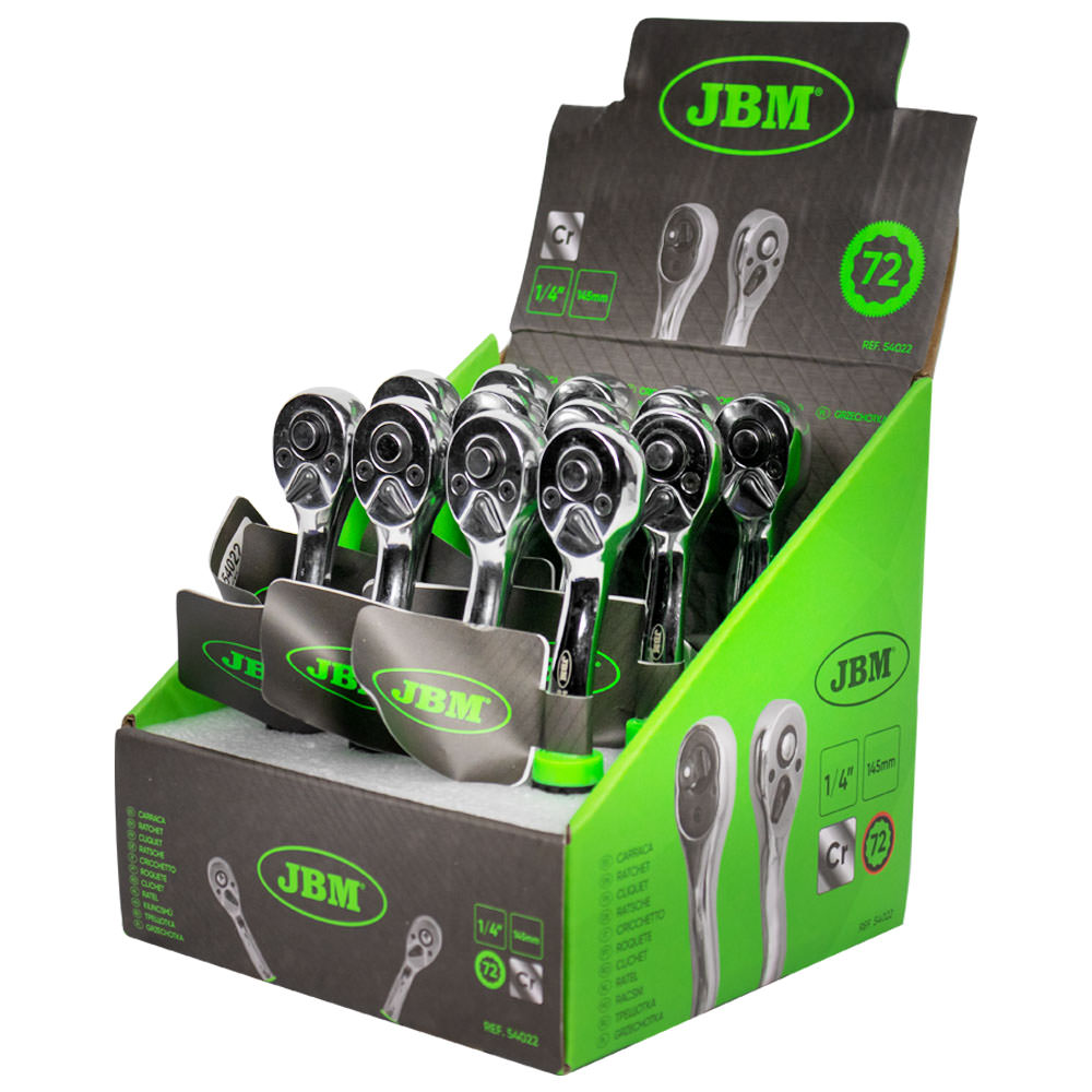 CRICCHETTO 1/4" CON TESTA A 72 DENTI 145MM - CROMATO 54022 JBM